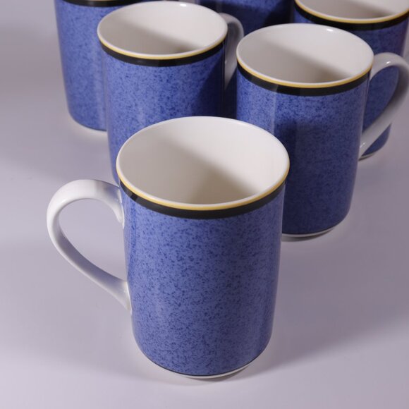 Victoria & Beale Casual Primary Mix 9049 Tall Coffee Mugs Blue Speckled Set of 6 - Picture 3 of 7
